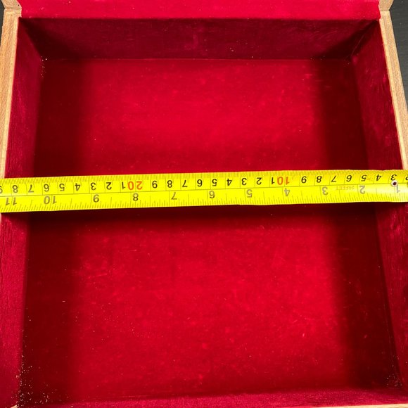 Wooden Mosaic Jewelry Box, Vintage Handmade Square Trinket, Inlaid with Mother o - Picture 4 of 10